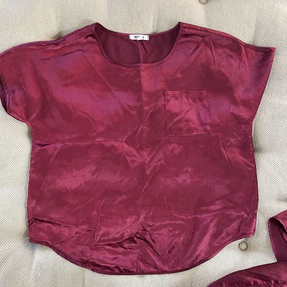 BB Dakota Women's Satin 2-Piece Short Sleeve & Pant Lounge Set M - Picture 9 of 11